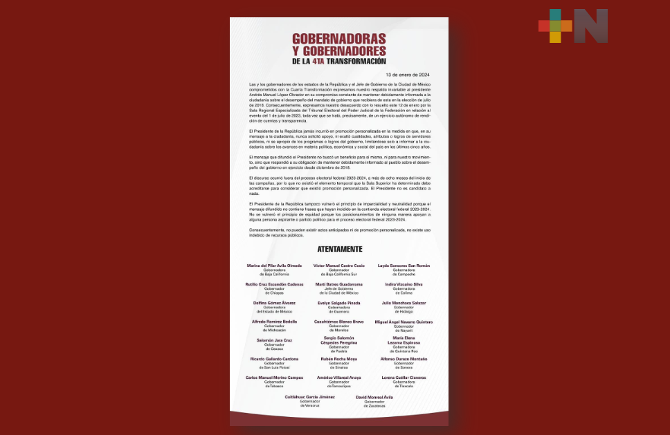 Gobernadores, gobernadoras y jefe de Gobierno de Morena respaldan al presidente tras fallo del TEPJF